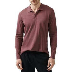 ATM Anthony Thomas Melillo Mens Long Sleeve Polo Sz Medium Red Cotton Jersey NWT